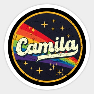 Camila // Rainbow In Space Vintage Grunge-Style Sticker